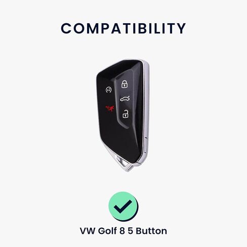 غطاء مفتاح السيارة kwmobile متوافق مع VW Golf 8 5-Button Seat Leon MK4 Tarraco Atec غطاء المفتاح - حافظة مفتاح السيارة الواقية من السيليكون - أسود/أحمر in Saudi Arabia