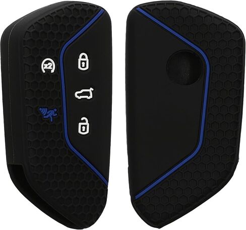 غطاء مفتاح السيارة kwmobile متوافق مع VW Golf 8 5-Button Seat Leon MK4 Tarraco Atec غطاء المفتاح - حافظة مفتاح السيارة الواقية من السيليكون - أسود/أحمر in Saudi Arabia