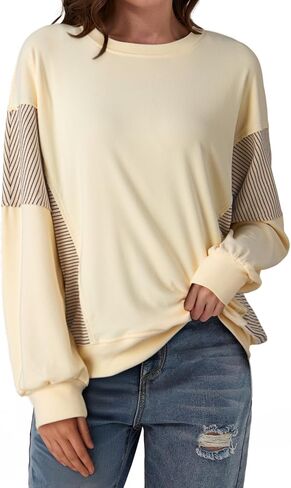 Dokotoo Women's Sweatshirts Color Block Longs Sleeve Pullover Shirts Crewneck Fall Outfits Trendy in Saudi Arabia