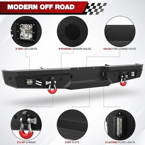 F150 Front Bumper for 1992-1997 Ford F150/F250/F350 Pickup & 1992-1996 Bronco, w/Winch Plate, LED Lights, D-rings and License Plate Bracket in Kuwait