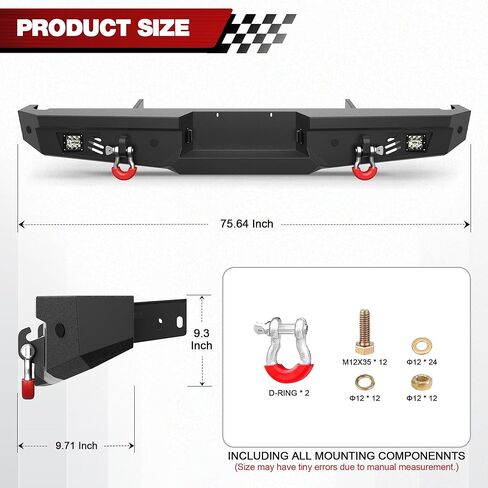 F150 Front Bumper for 1992-1997 Ford F150/F250/F350 Pickup & 1992-1996 Bronco, w/Winch Plate, LED Lights, D-rings and License Plate Bracket in Kuwait