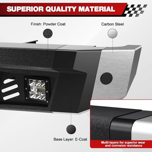 F150 Front Bumper for 1992-1997 Ford F150/F250/F350 Pickup & 1992-1996 Bronco, w/Winch Plate, LED Lights, D-rings and License Plate Bracket in Kuwait