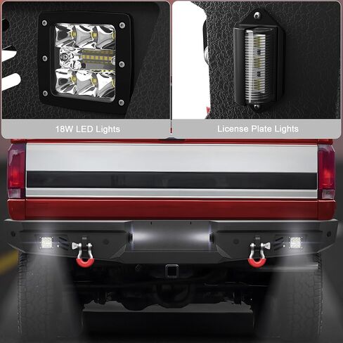 F150 Front Bumper for 1992-1997 Ford F150/F250/F350 Pickup & 1992-1996 Bronco, w/Winch Plate, LED Lights, D-rings and License Plate Bracket in Kuwait