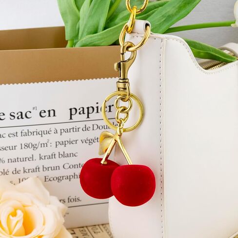 Cherry Keychain Accessories for Keys 2Pcs Red Cherry Cute Kawaii Keyring Bulk for Charms Handbags Purse Car Decoration Cherry Key Chian for Women Girls Christmas Gifts for Couple Friend Bestie in Saudi Arabia