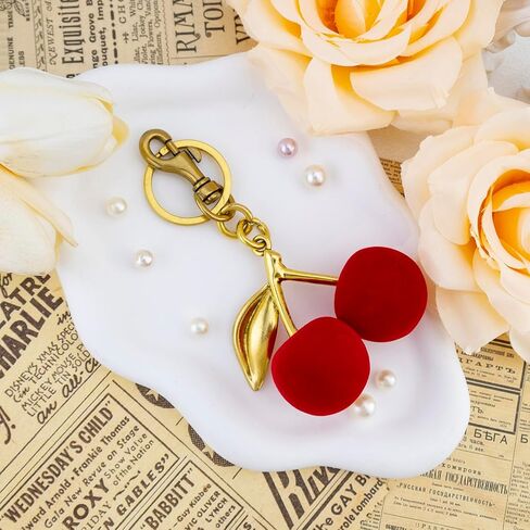 Cherry Keychain Accessories for Keys 2Pcs Red Cherry Cute Kawaii Keyring Bulk for Charms Handbags Purse Car Decoration Cherry Key Chian for Women Girls Christmas Gifts for Couple Friend Bestie in Saudi Arabia