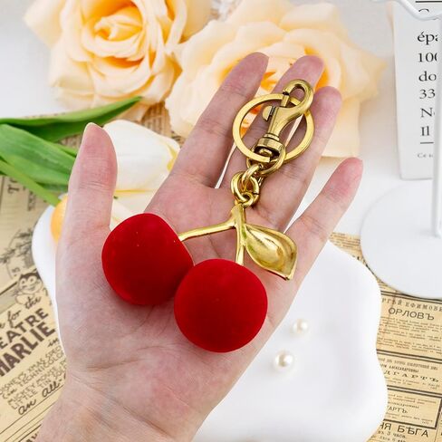 Cherry Keychain Accessories for Keys 2Pcs Red Cherry Cute Kawaii Keyring Bulk for Charms Handbags Purse Car Decoration Cherry Key Chian for Women Girls Christmas Gifts for Couple Friend Bestie in Saudi Arabia