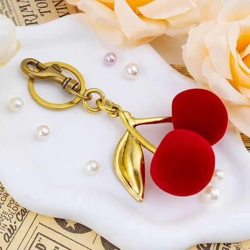 Cherry Keychain Accessories for Keys 2Pcs Red Cherry Cute Kawaii Keyring Bulk for Charms Handbags Purse Car Decoration Cherry Key Chian for Women Girls Christmas Gifts for Couple Friend Bestie in Saudi Arabia