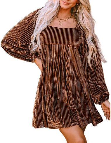 Chvity Women Long Sleeve Backless Velvet Mini Dress Fashion Elegant Square Neck Tied Dresses Party Cocktail Dresses in Saudi Arabia
