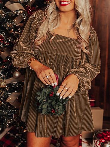 Chvity Women Long Sleeve Backless Velvet Mini Dress Fashion Elegant Square Neck Tied Dresses Party Cocktail Dresses in Saudi Arabia