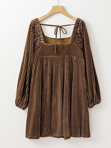 Chvity Women Long Sleeve Backless Velvet Mini Dress Fashion Elegant Square Neck Tied Dresses Party Cocktail Dresses in Saudi Arabia
