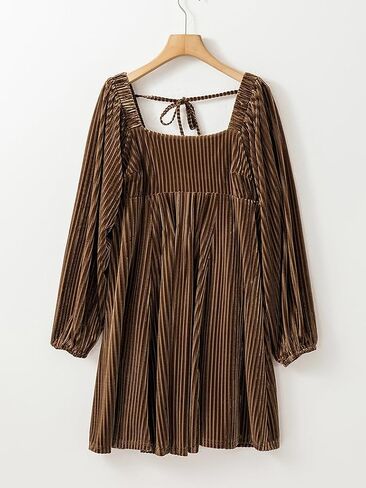 Chvity Women Long Sleeve Backless Velvet Mini Dress Fashion Elegant Square Neck Tied Dresses Party Cocktail Dresses in Saudi Arabia