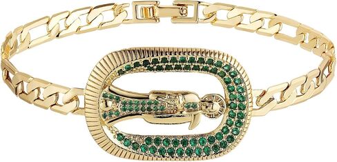 Hzman 14K Gold Figaro Chain Bracelet for Women Dainty Dender Saint Jude ID HIST in Saudi Arabia