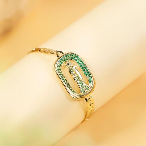 Hzman 14K Gold Figaro Chain Bracelet for Women Dainty Dender Saint Jude ID HIST in Saudi Arabia
