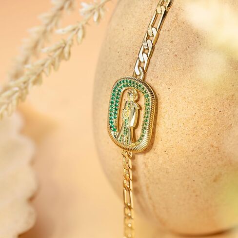 Hzman 14K Gold Figaro Chain Bracelet for Women Dainty Dender Saint Jude ID HIST in Saudi Arabia