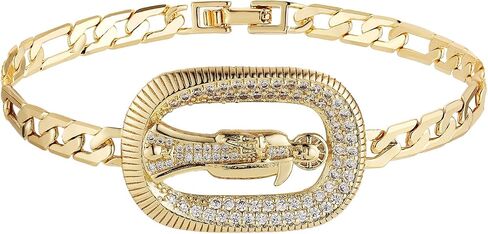 HZMAN 14K Gold Plated Figaro Chain Link Bracelet for Women Dainty Religious Saint Jude ID Bracelet Jewelry Gift in Kuwait