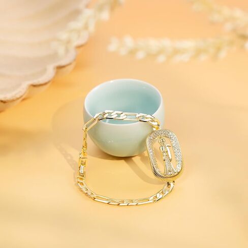 HZMAN 14K Gold Plated Figaro Chain Link Bracelet for Women Dainty Religious Saint Jude ID Bracelet Jewelry Gift in Kuwait