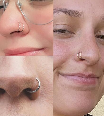 Modrsa Horseshoe Nose Ring 20g حصان الحذاء خاتم الأنف طوق للنساء من الصلب الجراحي الفضي نصف القرط الأطواق U شكل مزدوج الأحجار الكريمة Tragus Hoops Labret Lip Helix Piercing Jewelry Septum Rings 20gauge 8mm in Kuwait