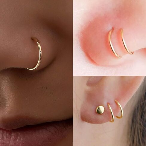 Modrsa Horseshoe Nose Ring 20g حصان الحذاء خاتم الأنف طوق للنساء من الصلب الجراحي الفضي نصف القرط الأطواق U شكل مزدوج الأحجار الكريمة Tragus Hoops Labret Lip Helix Piercing Jewelry Septum Rings 20gauge 8mm in Kuwait