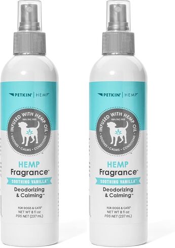Petkin Hemp Fragrance for Dogs and Cats - With Hemp Oil & Soothing Vanilla Extract, 8 oz - Soothes, Calms & Conditions - Keeps Pet Smelling Great - For Home, Travel & Use on Pet Bedding in Saudi Arabia