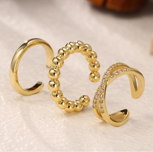 3Pcs Ear Cuffs Non Piercing for Women，14K Gold Plated Hypoallergenic Cuff Earrings Trendy clip Earrings for Women Cartilage Gold Jewelry Gift (Ear Cuffs WO-A) in Kuwait