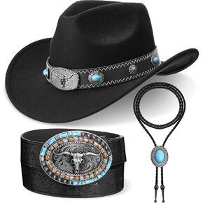 3 أجهزة كمبيوتر إكسسوارات رعاة البقر الغربية مجموعة رعاة البقر قلادة العنق ، قبعة رعاة البقر العريضة in Kuwait