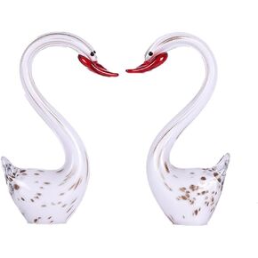 suruim Hand Blown Glass Figurines,Art Glass Sculpture Large,Blown Glass Decor,Glass Swan Figurines Ornament,Blown Glass Art Animals Collection for Home Decor Home Table Decorations (Red) in Kuwait