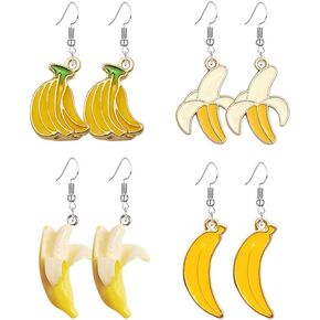 2 Pair Cute Small Banana Earrings for Women Creative Imitate Fruits Stud Earrings Summer Decoration Jewelry Gifts in Kuwait