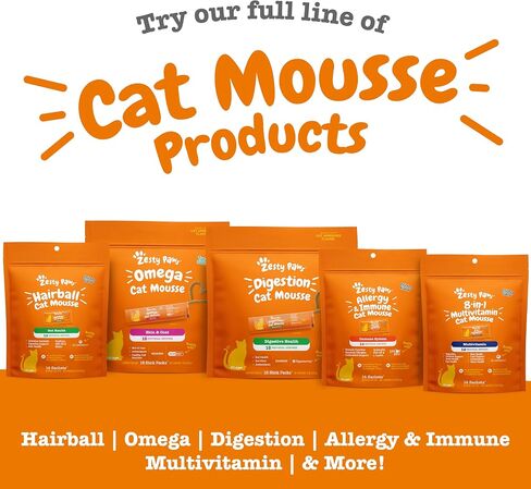 Zesty Paws 8-in-1 Multivitamin Cat Treats Lickables Mousse for Cats - Healthy Cat Treats for Indoor Cats - Cat Squeeze Up Daily Multivitamin for Gut, Immune, Heart, Skin & Coat Support - Chicken 3ct in Saudi Arabia
