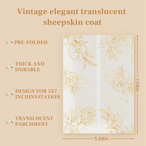 Vellum Jackets for 5x7 Envelopes for Invitations Wedding Invitation Envelopes Vellum Paper Kit Sleeves Pre-Folded Floral Wraps Jacket Wildflower for Craft DIY in Saudi Arabia