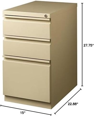 Hirsh Industries - 23-in Deep Mobile Pedestal 3-Drawer Box/Box/File. Full Width Pull. Black in Saudi Arabia