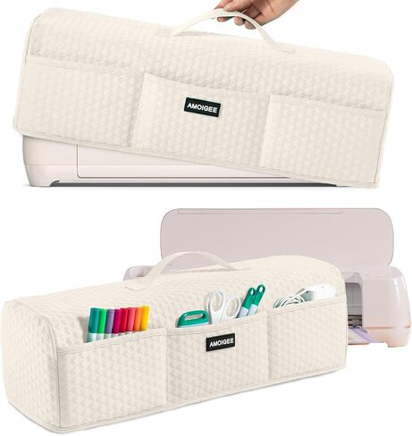 Amoigee Stepressy & Dust Rase Cover لـ Cricut Maker 4 ، Cricut Explore 4 ، Cricut Explore Air 2 ، Cricut Maker 3-غطاء آلة مقطوعة مع جيوب لإكسسوارات CRICUT واللوازم والأدوات in Kuwait