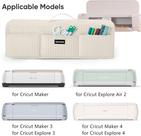 Amoigee Stepressy & Dust Rase Cover لـ Cricut Maker 4 ، Cricut Explore 4 ، Cricut Explore Air 2 ، Cricut Maker 3-غطاء آلة مقطوعة مع جيوب لإكسسوارات CRICUT واللوازم والأدوات in Kuwait