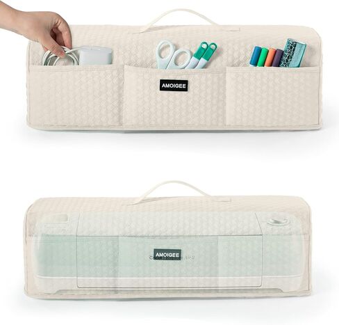 Amoigee Stepressy & Dust Rase Cover لـ Cricut Maker 4 ، Cricut Explore 4 ، Cricut Explore Air 2 ، Cricut Maker 3-غطاء آلة مقطوعة مع جيوب لإكسسوارات CRICUT واللوازم والأدوات in Kuwait