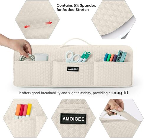 Amoigee Stepressy & Dust Rase Cover لـ Cricut Maker 4 ، Cricut Explore 4 ، Cricut Explore Air 2 ، Cricut Maker 3-غطاء آلة مقطوعة مع جيوب لإكسسوارات CRICUT واللوازم والأدوات in Kuwait