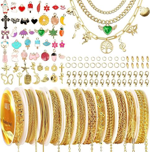 سلسلة فضية AQNJC لصنع المجوهرات ، 98 قدمًا 12 سلاسل مجوهرات مع سحر رسائل فضية للنساء سوار قلادة مصنوعة لتوازم مع حلقات القفز ، مشابك جراد البحر ، الموصلات in Kuwait