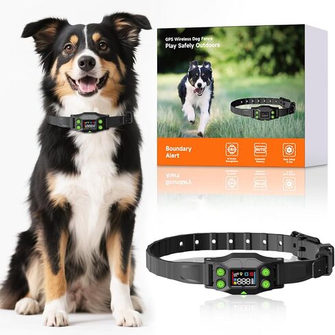 طوق السياج الكلب اللاسلكي GPS ، نظام سياج كهرباء غير مرئي مع وظيفة الذاكرة و 3 أوضاع تدريب ، IPX7 مقاوم للماء وإعادة الشحن مع إشارة الذكاء الذكاء ، دائرة نصف قطرها 25-999 ياردة in Kuwait