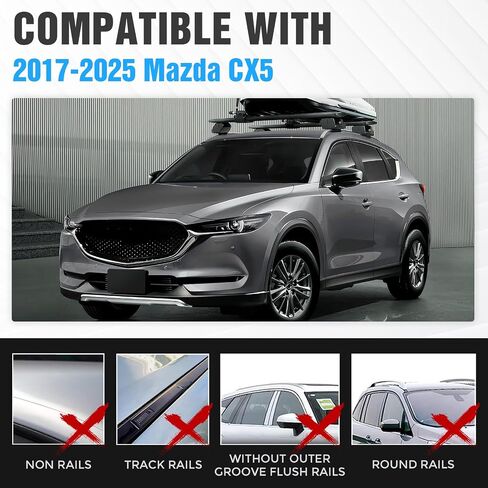 Heavy Duty 300 LBS Roof Rack Cross Bars Compatible with 2016-2025 Mazda CX9 CX-9 with Side Rails Adjustable & Lockable Crossbar Rooftop Luggage Cargo Carrier in Saudi Arabia