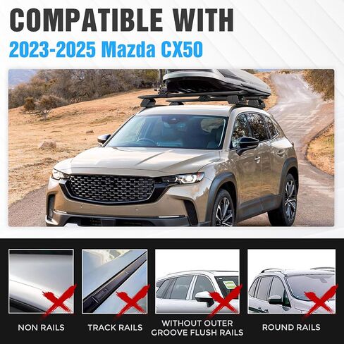 Heavy Duty 300 LBS Roof Rack Cross Bars Compatible with 2016-2025 Mazda CX9 CX-9 with Side Rails Adjustable & Lockable Crossbar Rooftop Luggage Cargo Carrier in Saudi Arabia