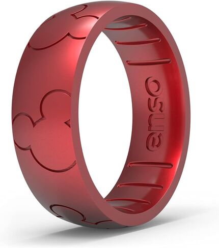 Enso Rings Etched Disney Collection - Classic Silicone Ring - 8mm Wide, 2.16 Thick - Mickey Emotion (Red, 7) in Saudi Arabia