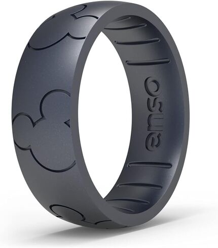 Enso Rings Etched Disney Collection - Classic Silicone Ring - 8mm Wide, 2.16 Thick - Mickey Emotion (Red, 7) in Saudi Arabia