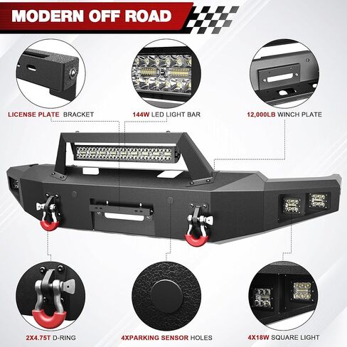 المصد الخلفي F150 لقيام فورد F150/F250/F350 بالانتقاء و 1992-1996 Bronco ، مع لوحة الخطوة ، مصابيح الضباب ، أضواء لوحة الترخيص وحلقات D. in Kuwait