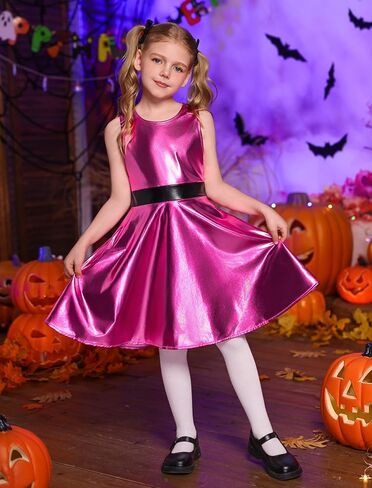 ODIZLI Kid Girls Halloween Costume Sleeveless Skateboarding Dress Toddler Metallic Dress Sparkly Shiny Dresses in Saudi Arabia