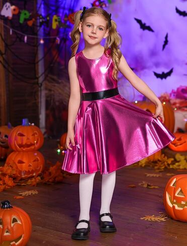 ODIZLI Kid Girls Halloween Costume Sleeveless Skateboarding Dress Toddler Metallic Dress Sparkly Shiny Dresses in Saudi Arabia