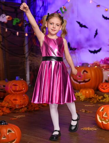 ODIZLI Kid Girls Halloween Costume Sleeveless Skateboarding Dress Toddler Metallic Dress Sparkly Shiny Dresses in Saudi Arabia