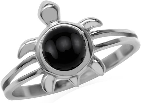 Silvershake 6MM Round Shape Gemstone White Gold Plated or Yellow Gold Plated 925 Sterling Silver Casual Turtle Sealife Solitaire Ring Jewelry for Women in Saudi Arabia