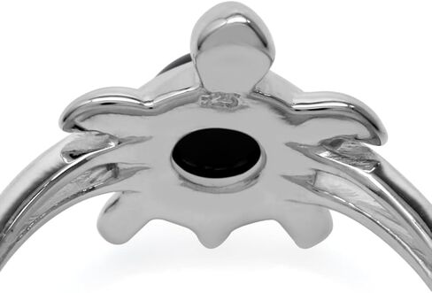 Silvershake 6MM Round Shape Gemstone White Gold Plated or Yellow Gold Plated 925 Sterling Silver Casual Turtle Sealife Solitaire Ring Jewelry for Women in Saudi Arabia