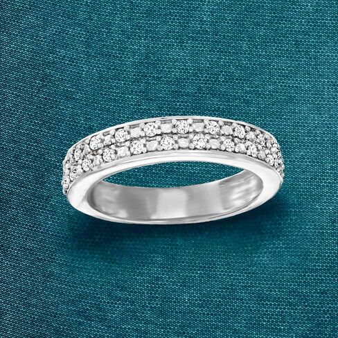 Ross-Simons 0.25 ct. t.w. Diamond 2-Row Ring in Sterling Silver in Saudi Arabia