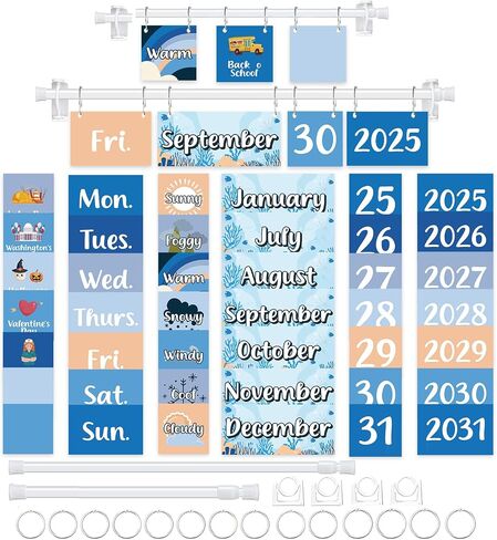 96pcs Bee Classroom Bunendar Bulletin Board for teacher ، Flip Flip Fludar مع حامل للزخرفة المدرسية ، التقويم القابل للتعديل ، مستلزمات ديكور المنزل الابتدائية in Kuwait