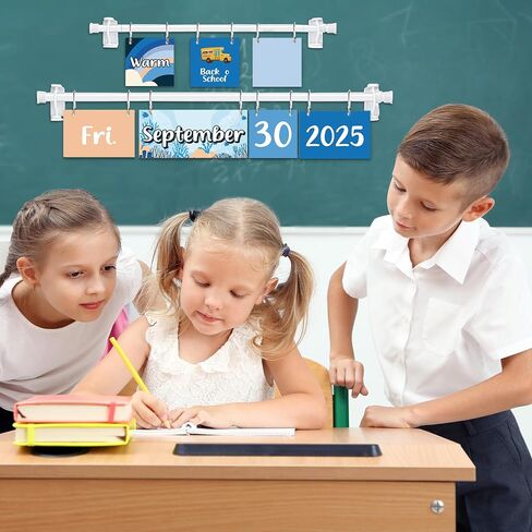 96pcs Bee Classroom Bunendar Bulletin Board for teacher ، Flip Flip Fludar مع حامل للزخرفة المدرسية ، التقويم القابل للتعديل ، مستلزمات ديكور المنزل الابتدائية in Kuwait
