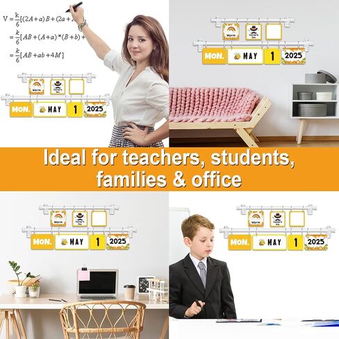 96pcs Bee Classroom Bunendar Bulletin Board for teacher ، Flip Flip Fludar مع حامل للزخرفة المدرسية ، التقويم القابل للتعديل ، مستلزمات ديكور المنزل الابتدائية in Saudi Arabia
